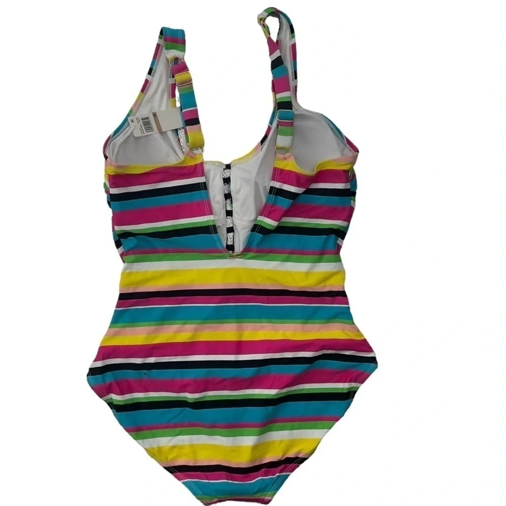 Anne Cole Multi-Color Center Front Tab Over-The-Shoulder One-Piece. NWT